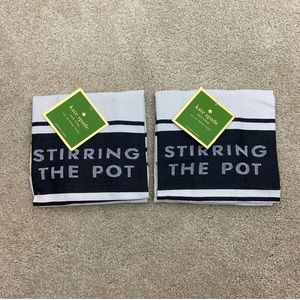 KATE SPADE NEW YORK | 2 pack kitchen towels stirring the pot black white striped